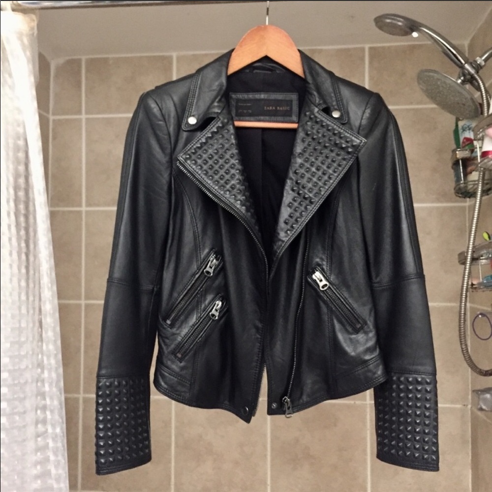 Zara limited edition studded leather jacket